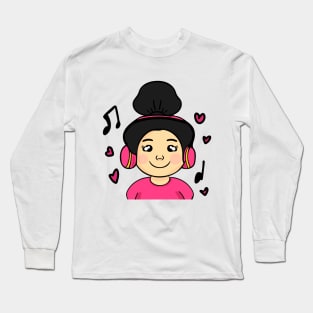 Cute Music Girl Long Sleeve T-Shirt